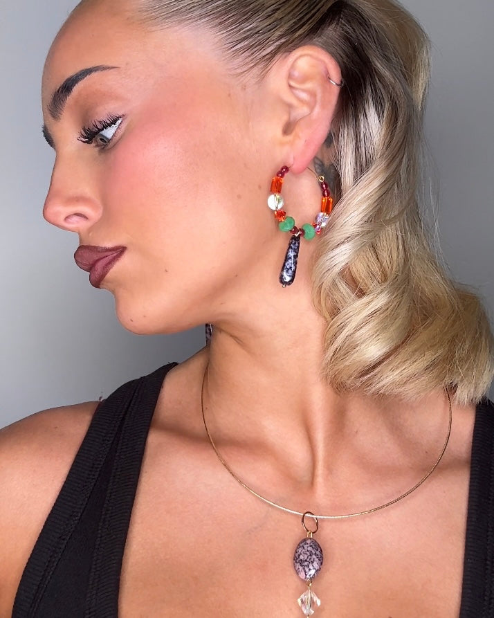 Lottie love limited edition multi coloured drop crystal hoop earrings