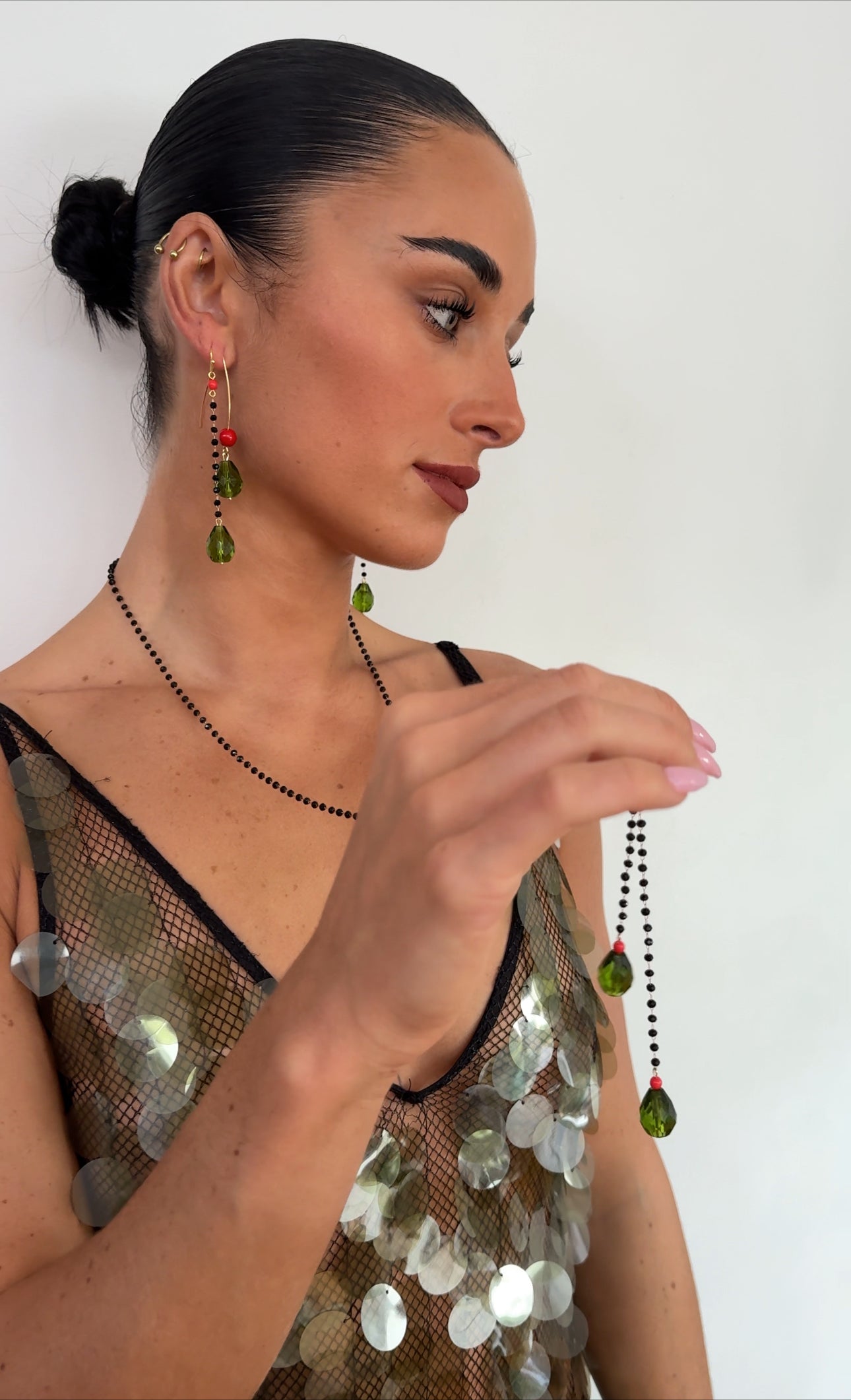 Lottie long drop crystal necklace