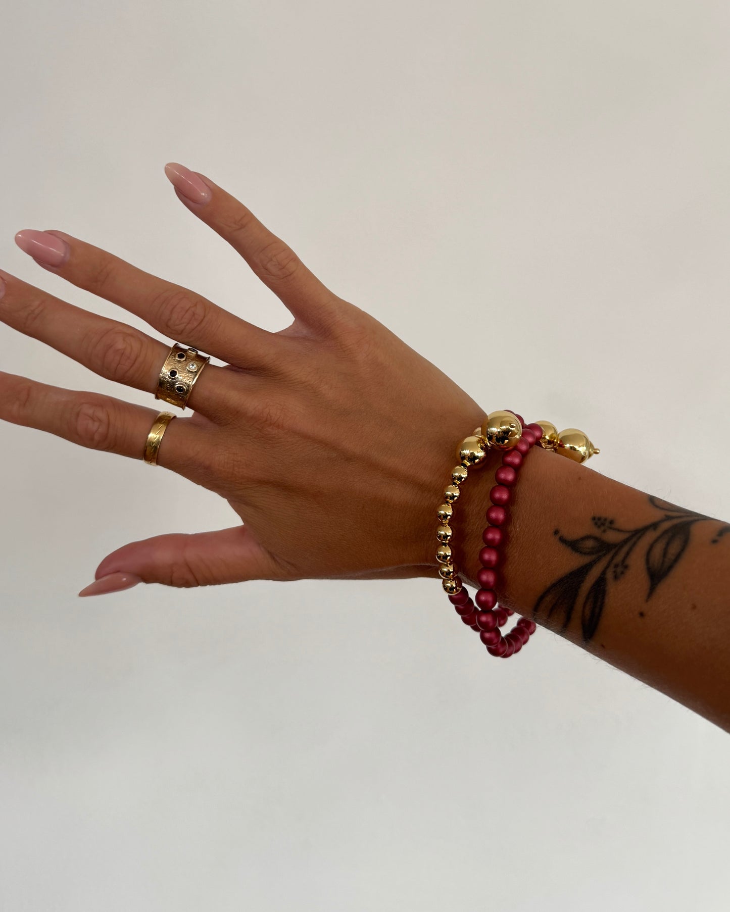 Fifi bijou cranberry crystal pear gold bracelet, gold drop charm