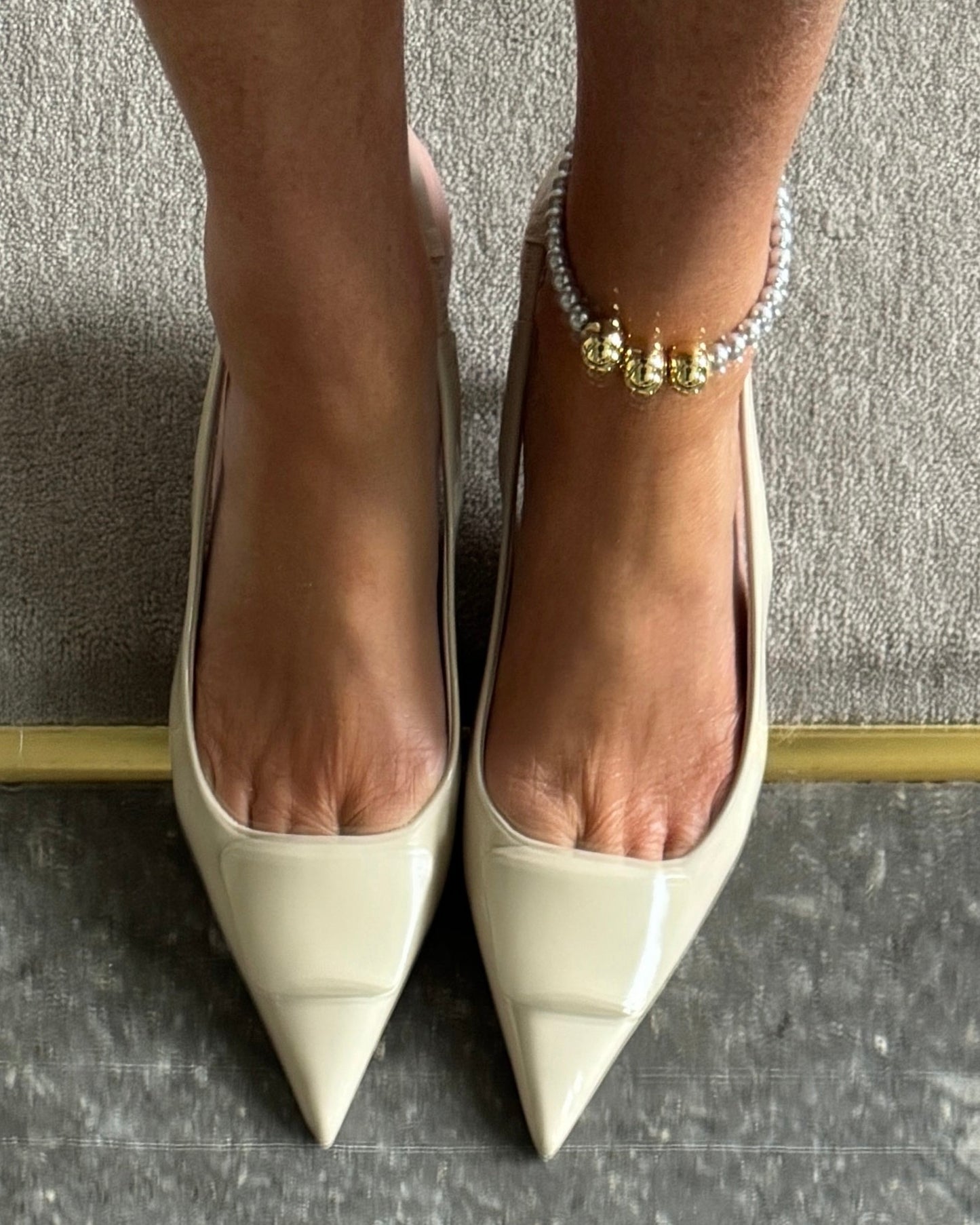 Betty boo silver gold crystal pearl beaded anklet