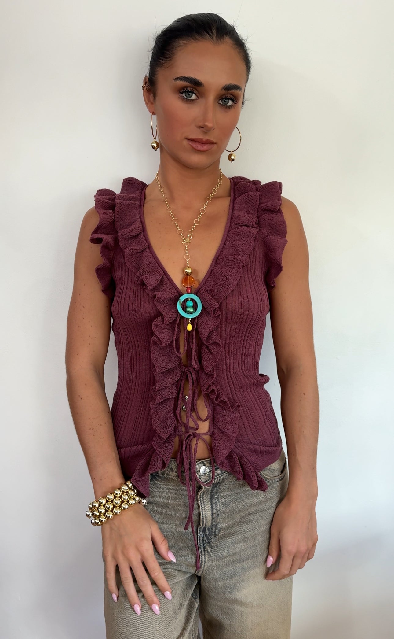 Wildflower drop beaded pendant necklace