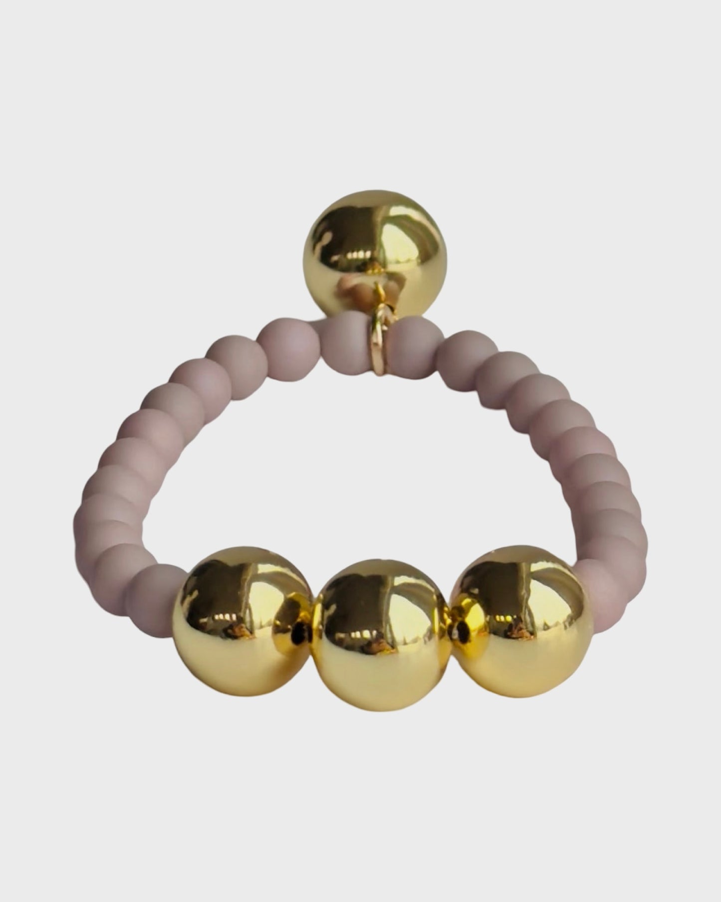 Betty boo smoky grey crystal pearl gold beaded bracelet