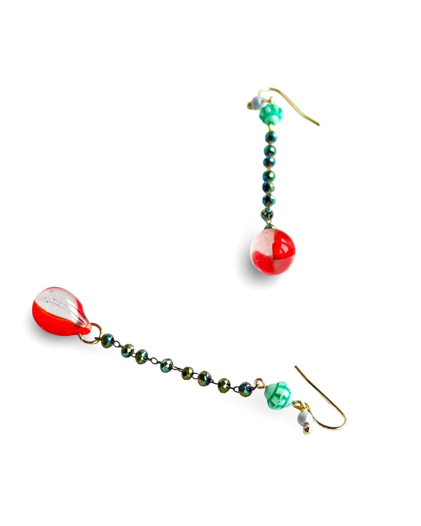Rosie red Crystal rosary drop beaded earrings