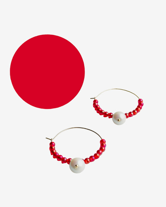 Colour pop crimson drop pearl hoops