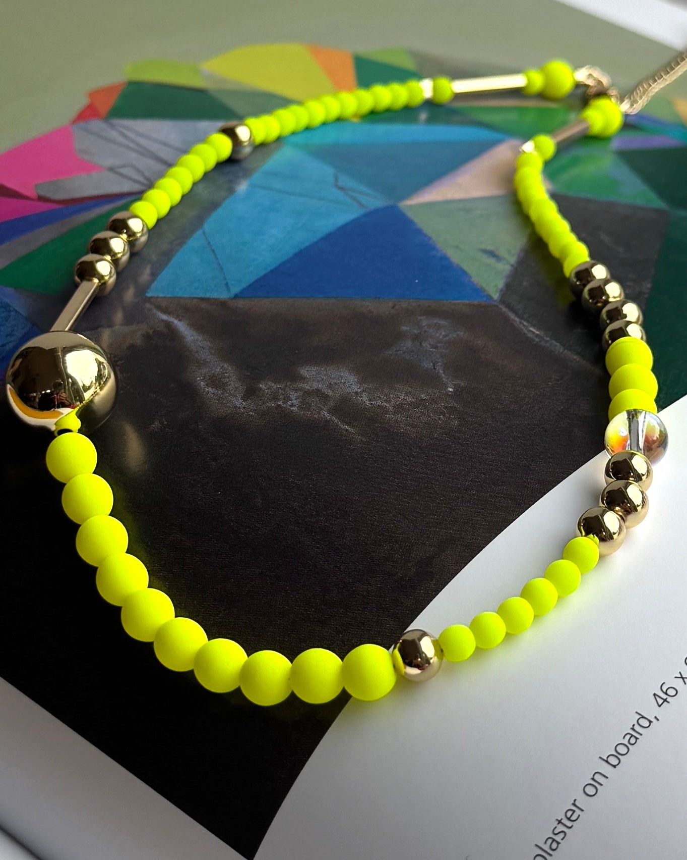 Fifi Trixie Gold + neon yellow crystal necklace