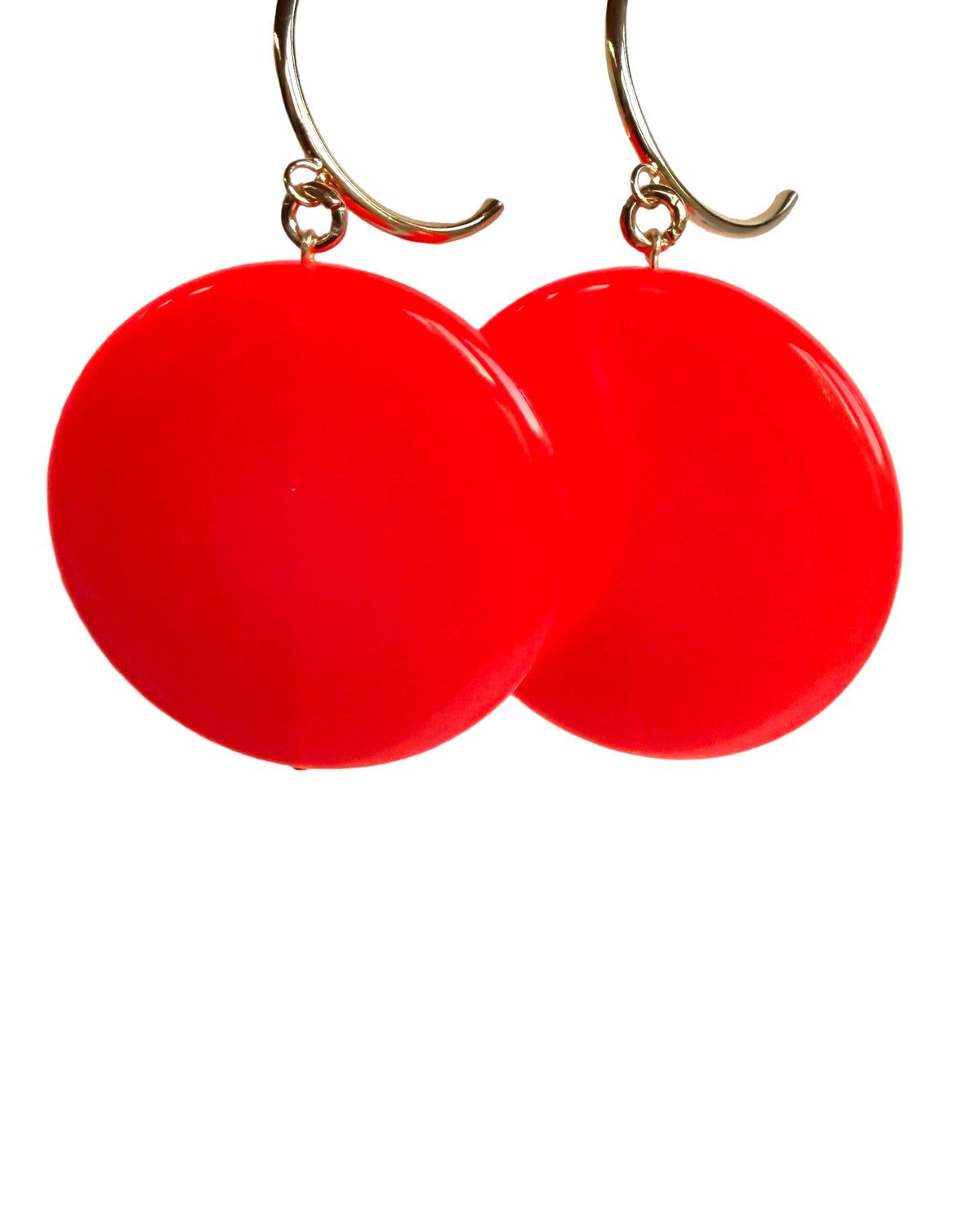Disco Queen Neon Strawberry Oversized Disc Earrings