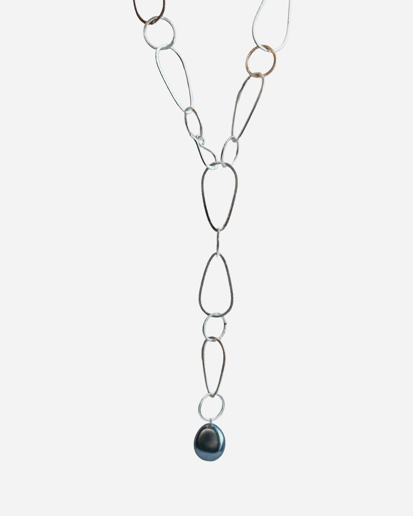 Mirage Soft silver multi wear necklace, drop iridescent green blue handmade crystal pearl pendant necklace