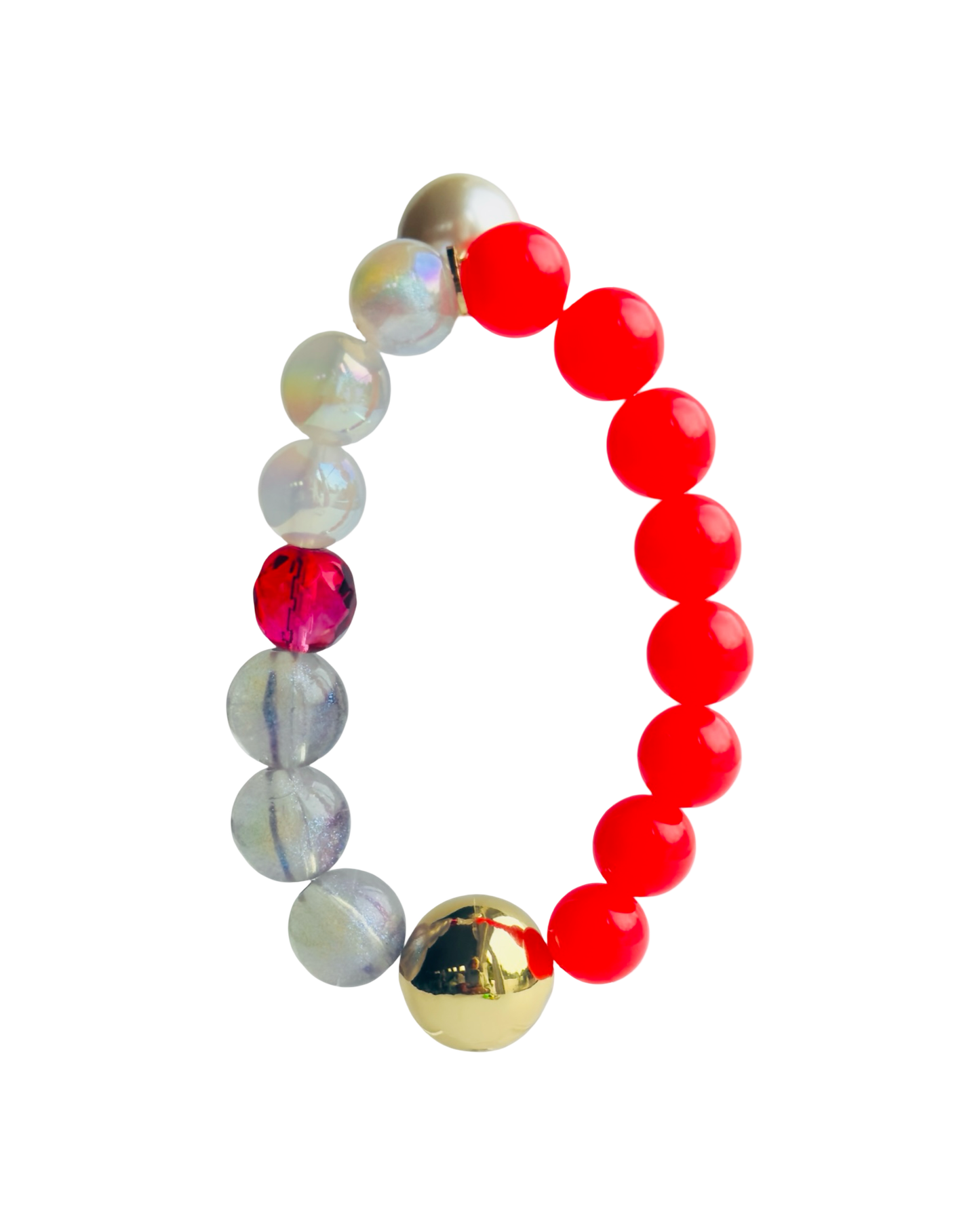 Juju strawberry, gold + crystal drop charm bracelet