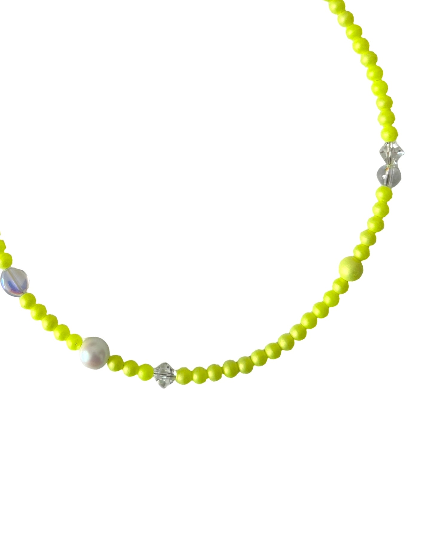 Sherbet Drop | Neon Iridescent Yellow Crystal Pearl Choker