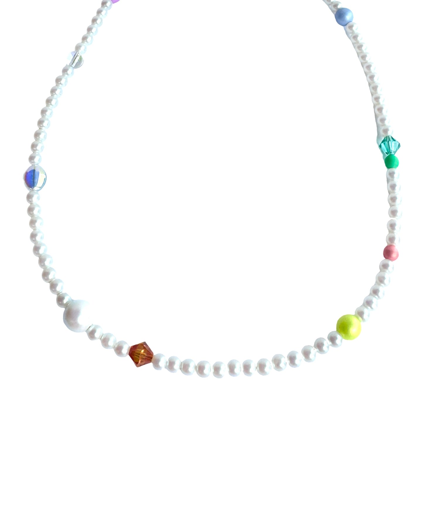 Sherbet drop white pearl choker
