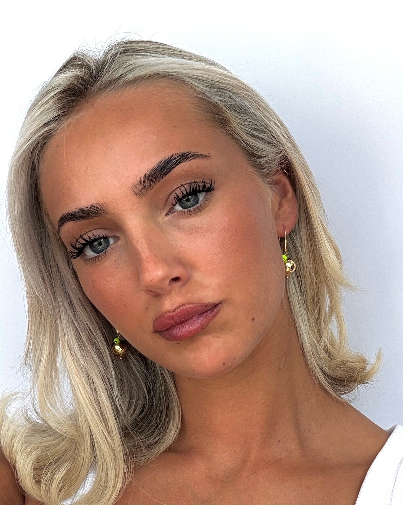 Roxie Belle gold, neon yellow charm drop earrings