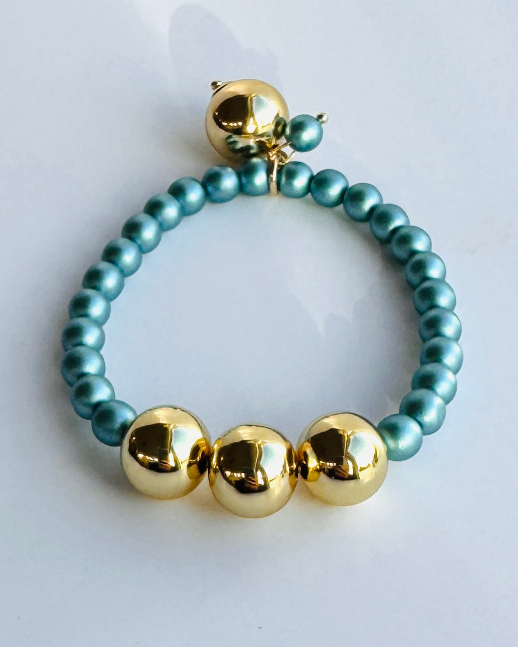 Betty boo petrol blue crystal pearl bracelet