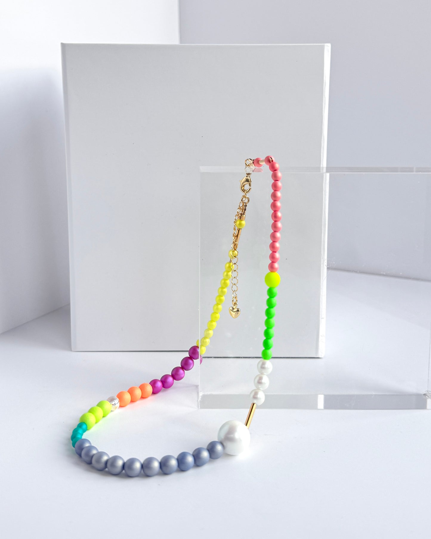 Rainbow princess summer punch crystal beaded necklace