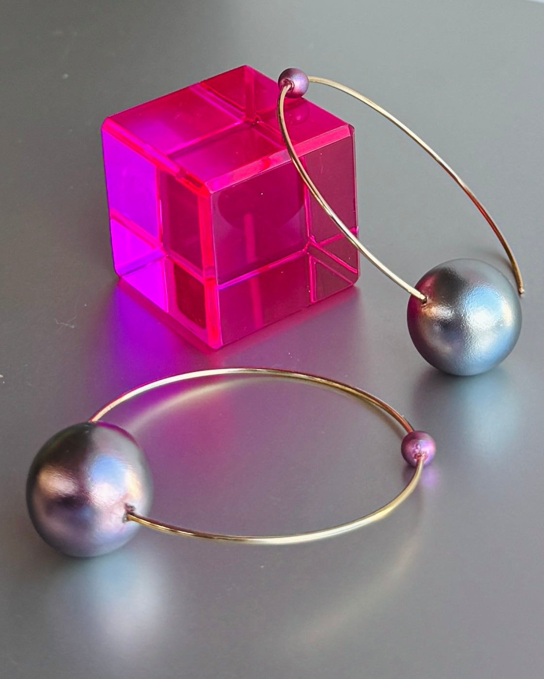 Trixie Lou large sunset purple haze large pearl hoop earrings