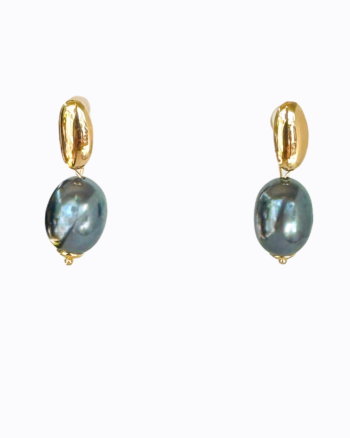 Liege japanese vintage lucite pearl + gold earrings