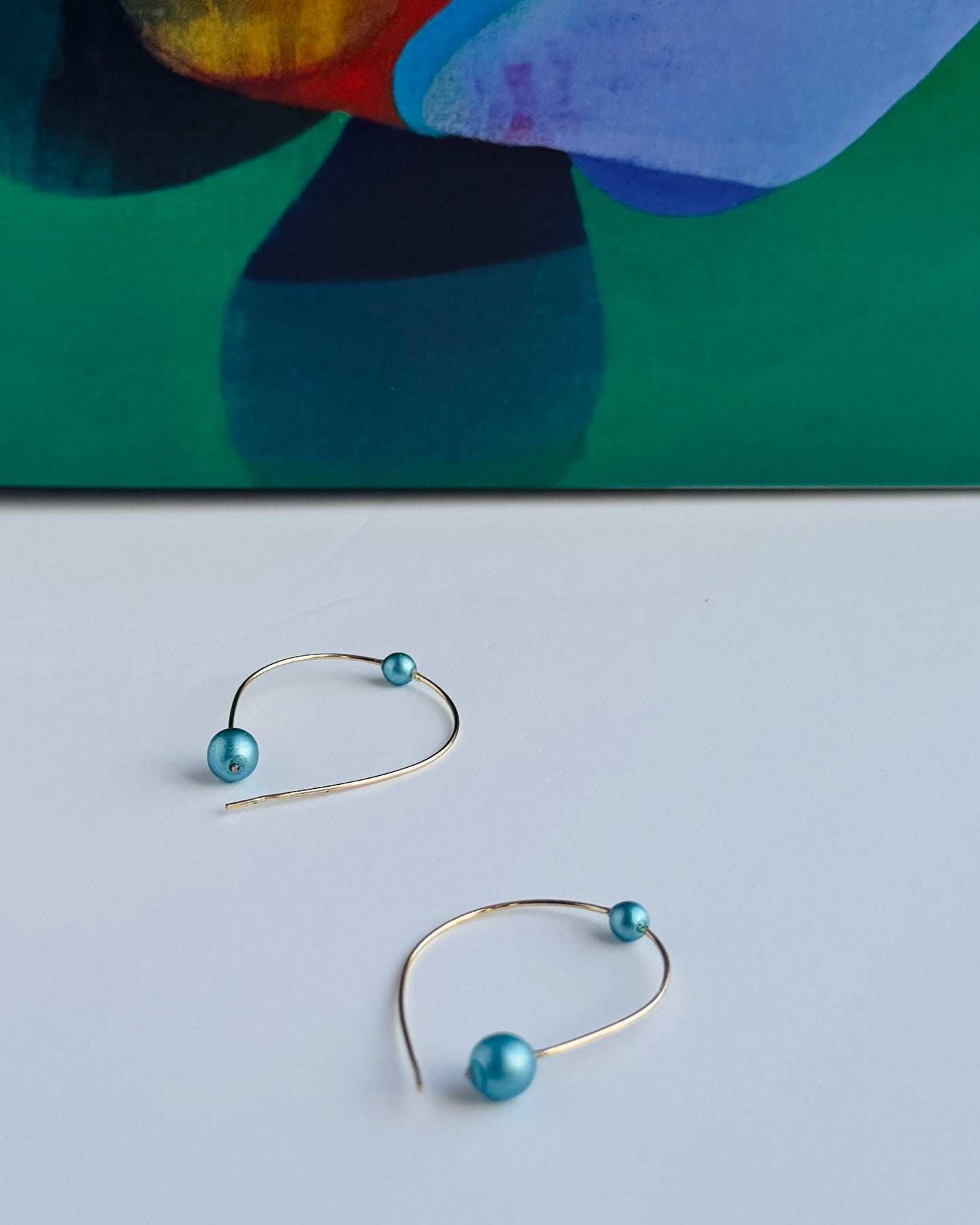 Dottie love gold filled petrol blue pearl earrings