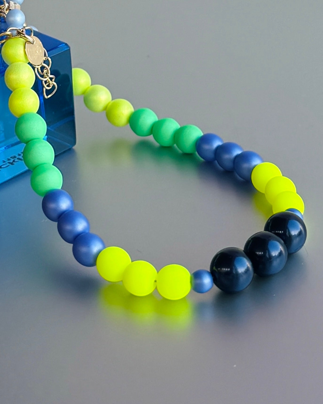 Zaza bloom neon yellow crystal pearl anklet