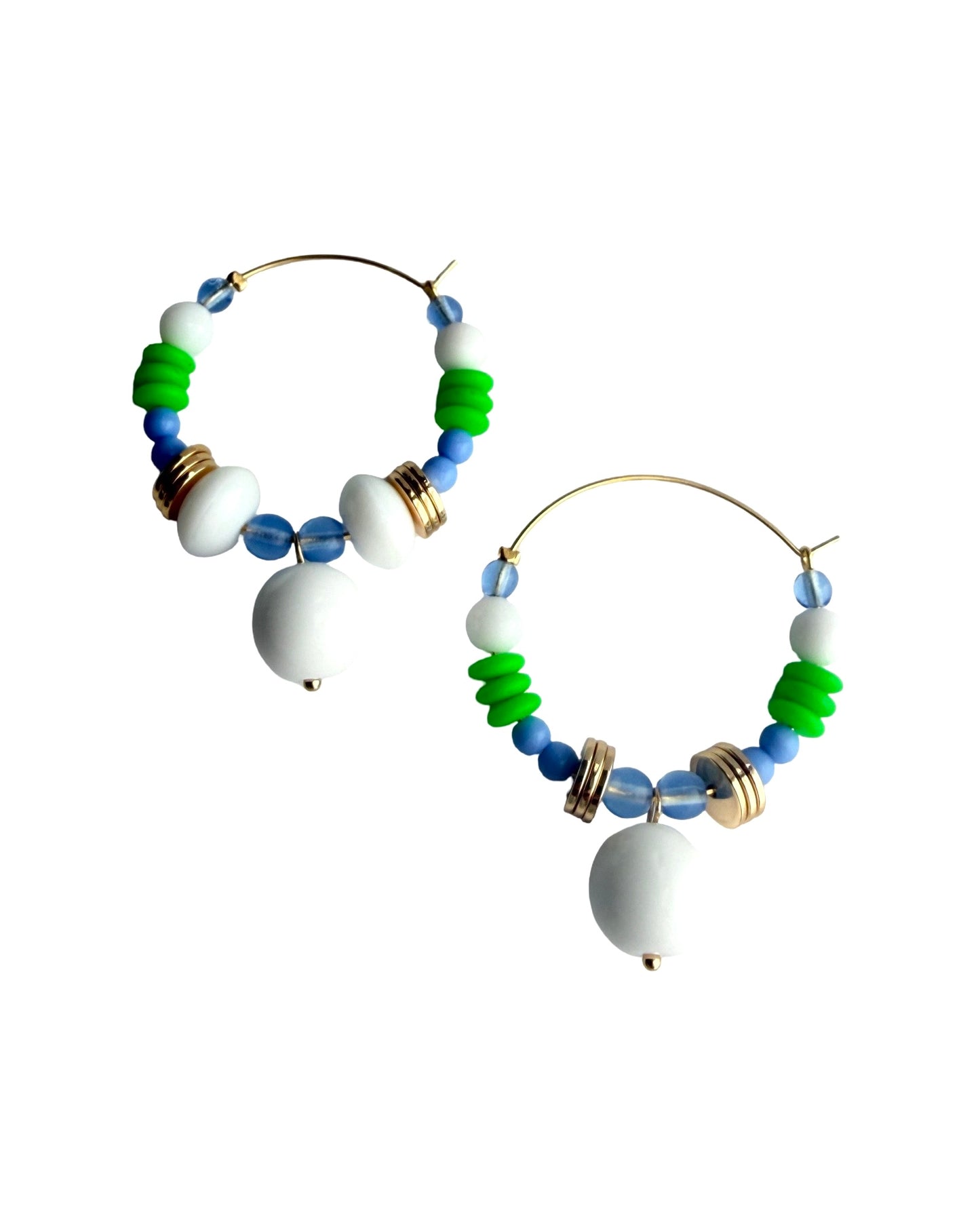 Milos | White Crystal & Gold Hoop Earrings