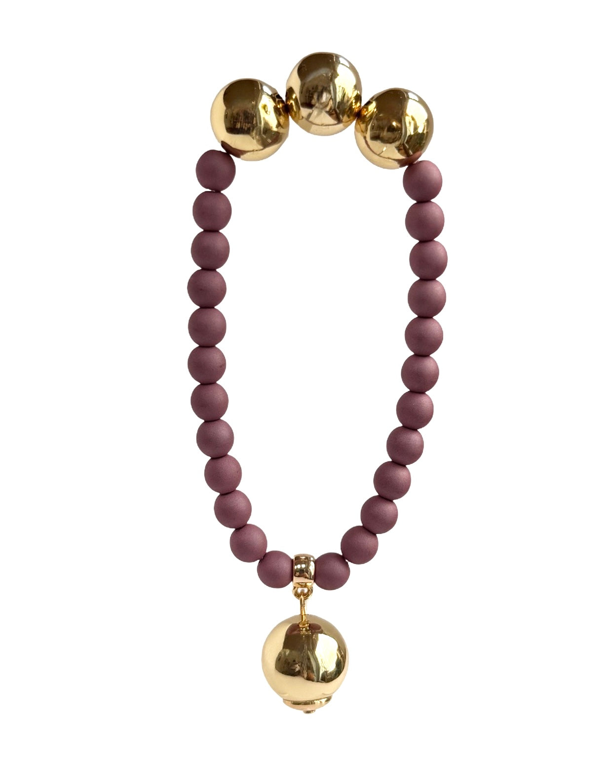 Deep grape Betty boo Crystal gold beaded bracelet