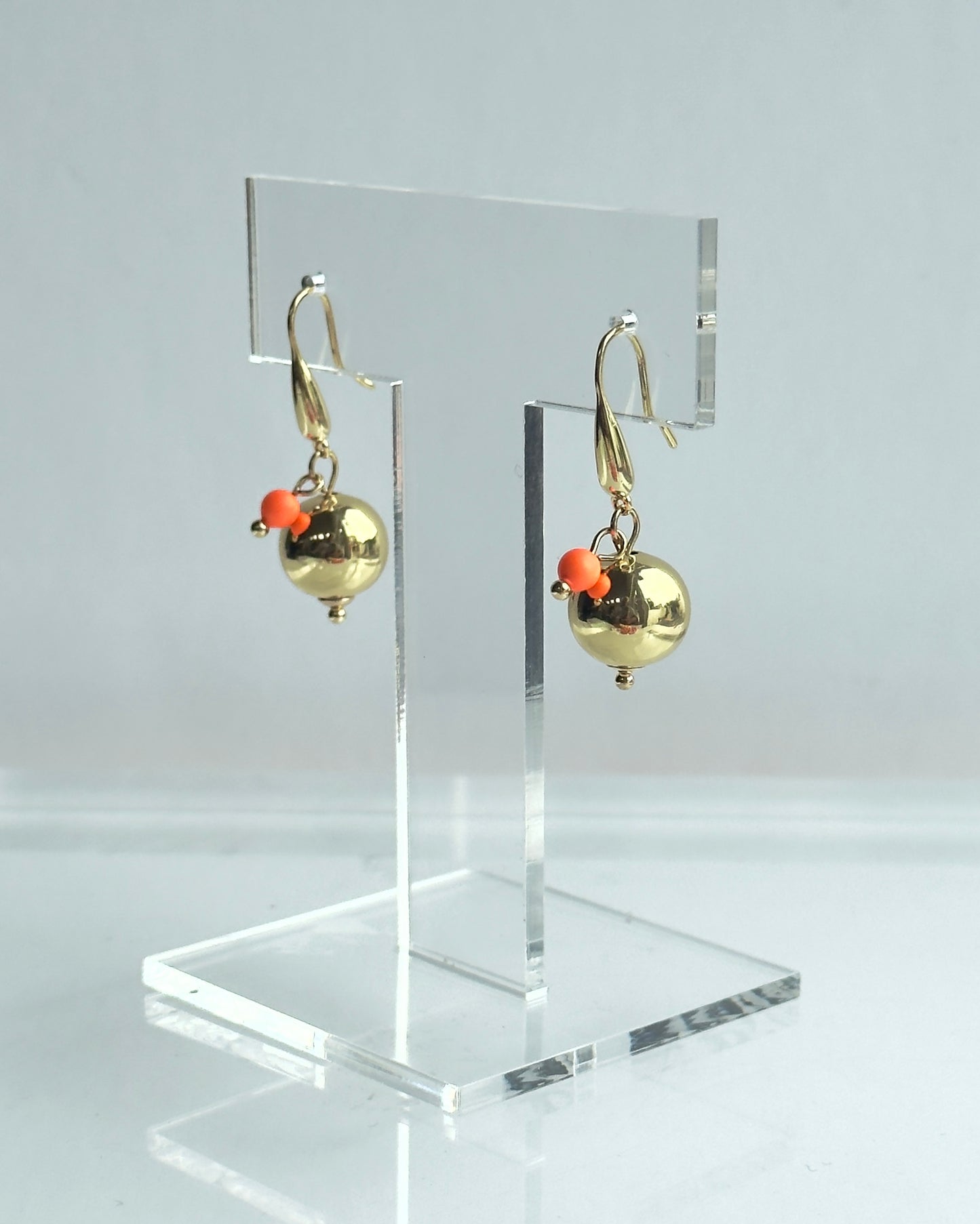Roxie belle gold, neon orange charm drop earrings
