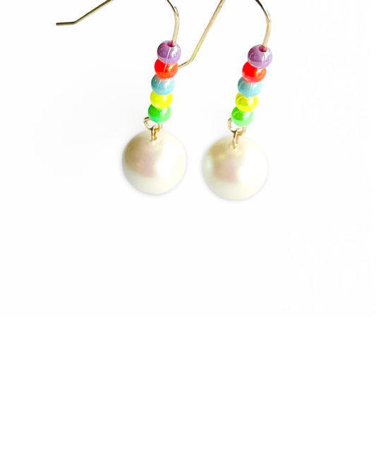 Colour pop rainbow + pearl earrings