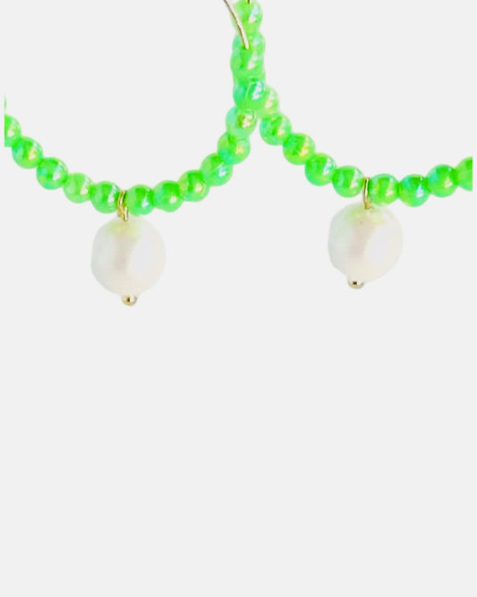 Colour pop neon green + pearl earrings