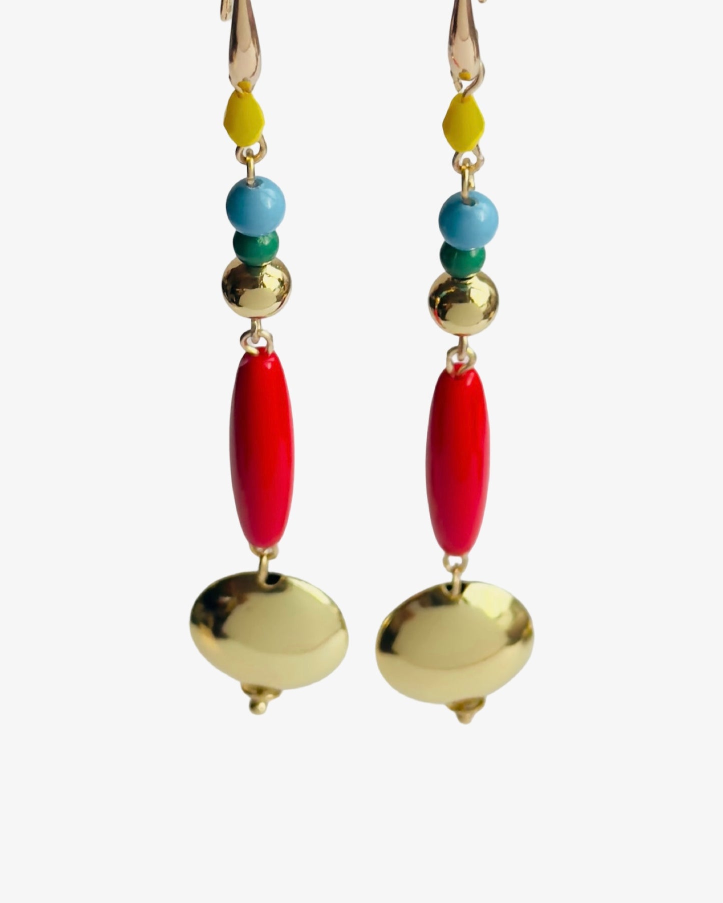 Fiesta drop crystal gold beaded earrings