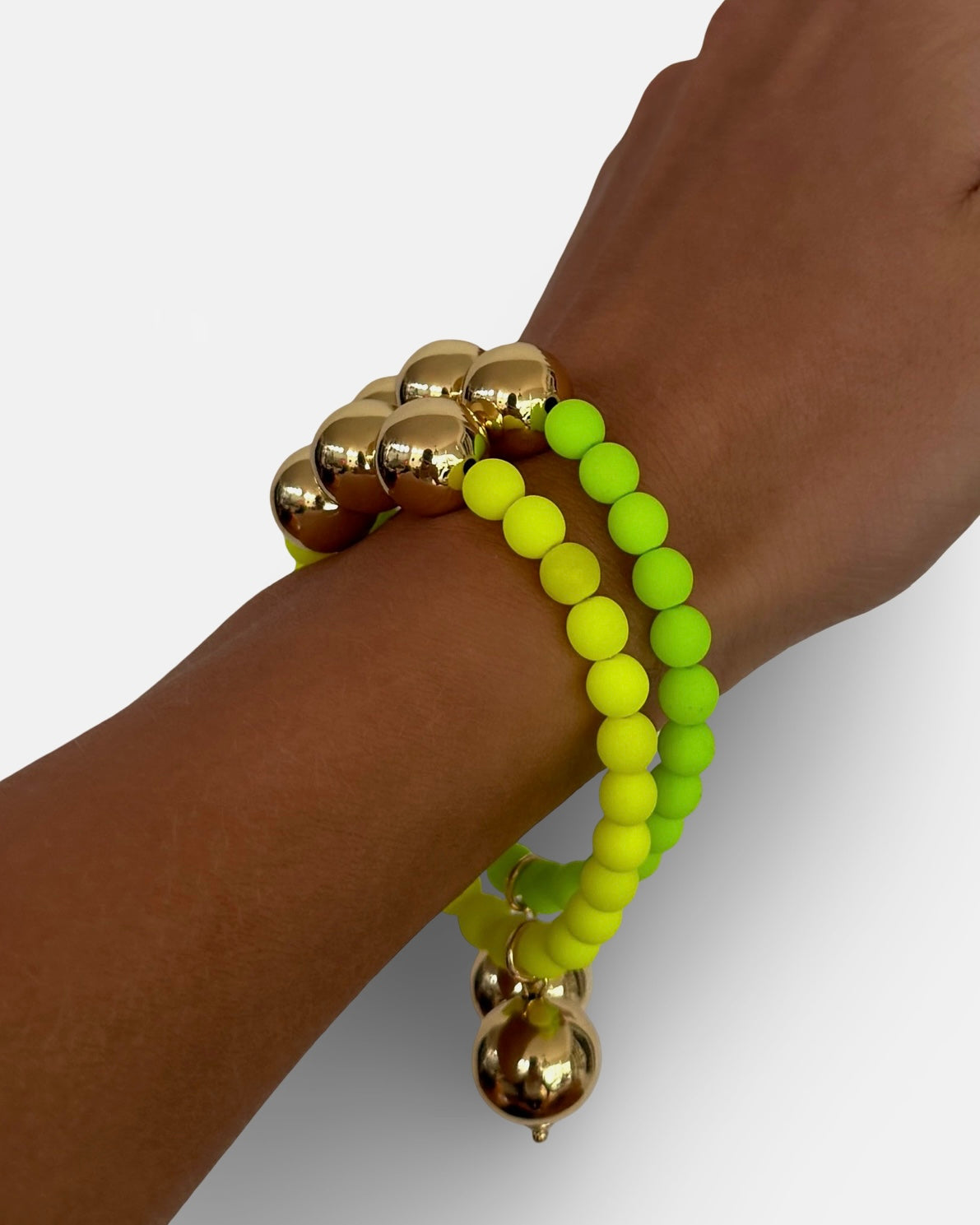 Betty boo shocking yellow crystal pearl gold beaded bracelet