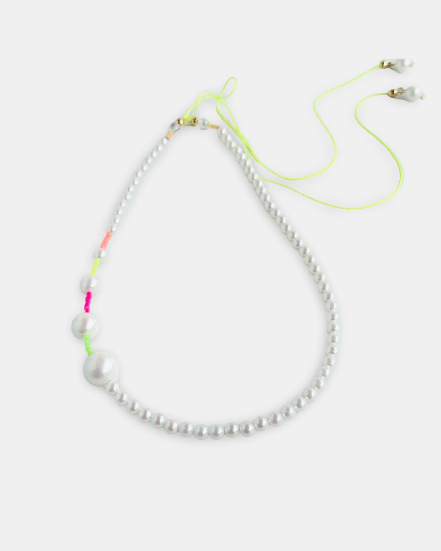Bowie Pearl + neon bow tie necklace