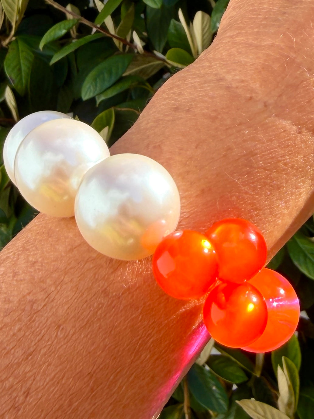 Bubblegum Bubbalicious Orange limited edition vintage pearl lucite + gold beaded bracelet