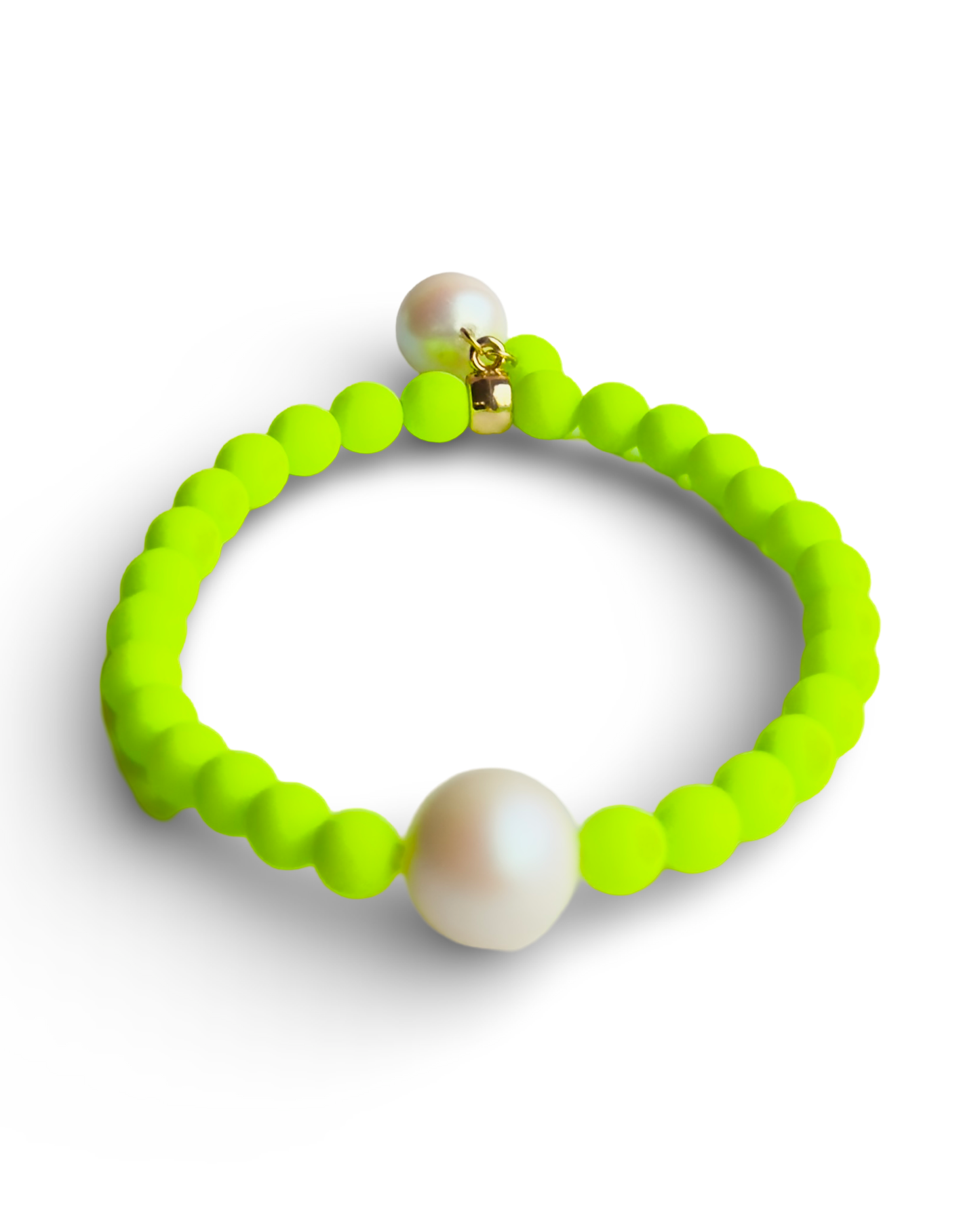 Lush lollipop lime neon green Matt crystal pearl bracelet