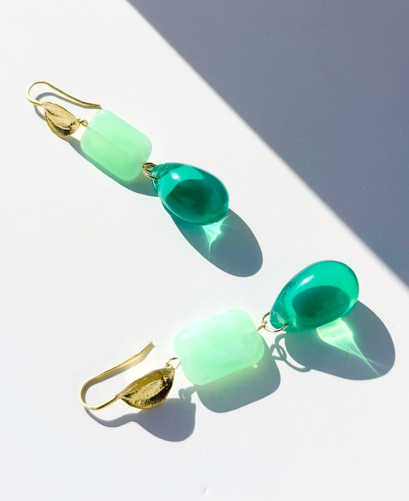 Irena crystal seafoam + vintage beaded drop earrings