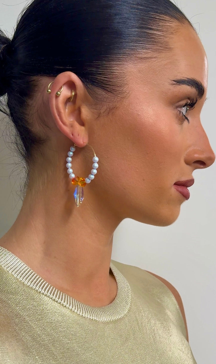 Celeste powder blue crystal drop earrings