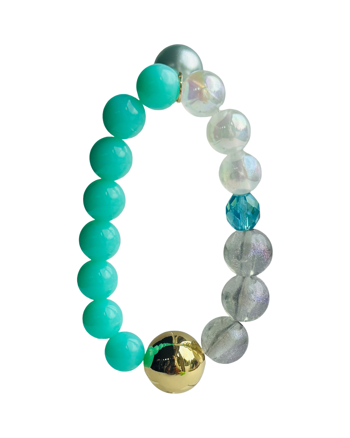 Juju Aqua blue, gold, crystal drop charm bracelet