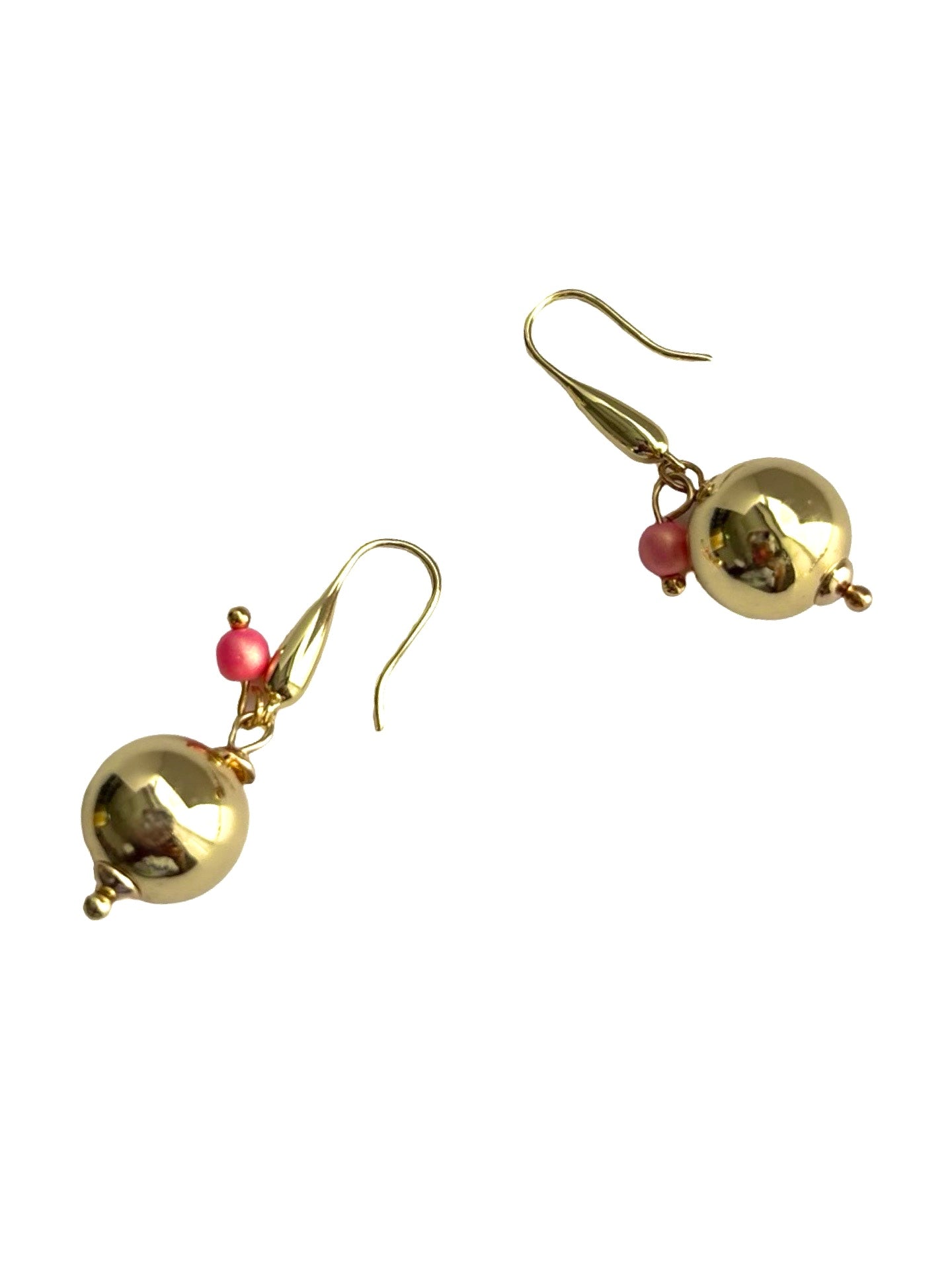 Roxie bell gold | pink crystal charm earrings