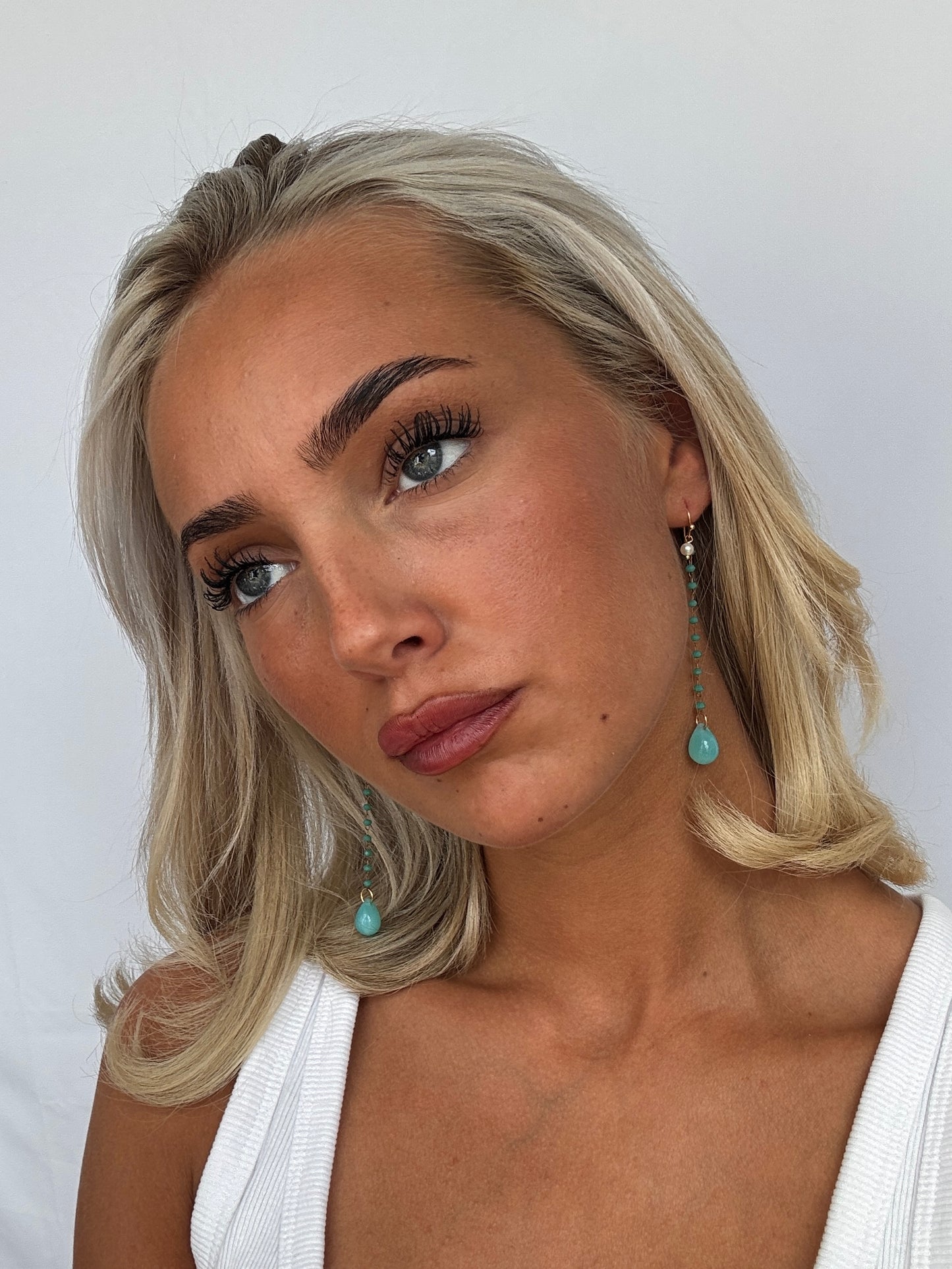 Rosie seafoam drop crystal earrings