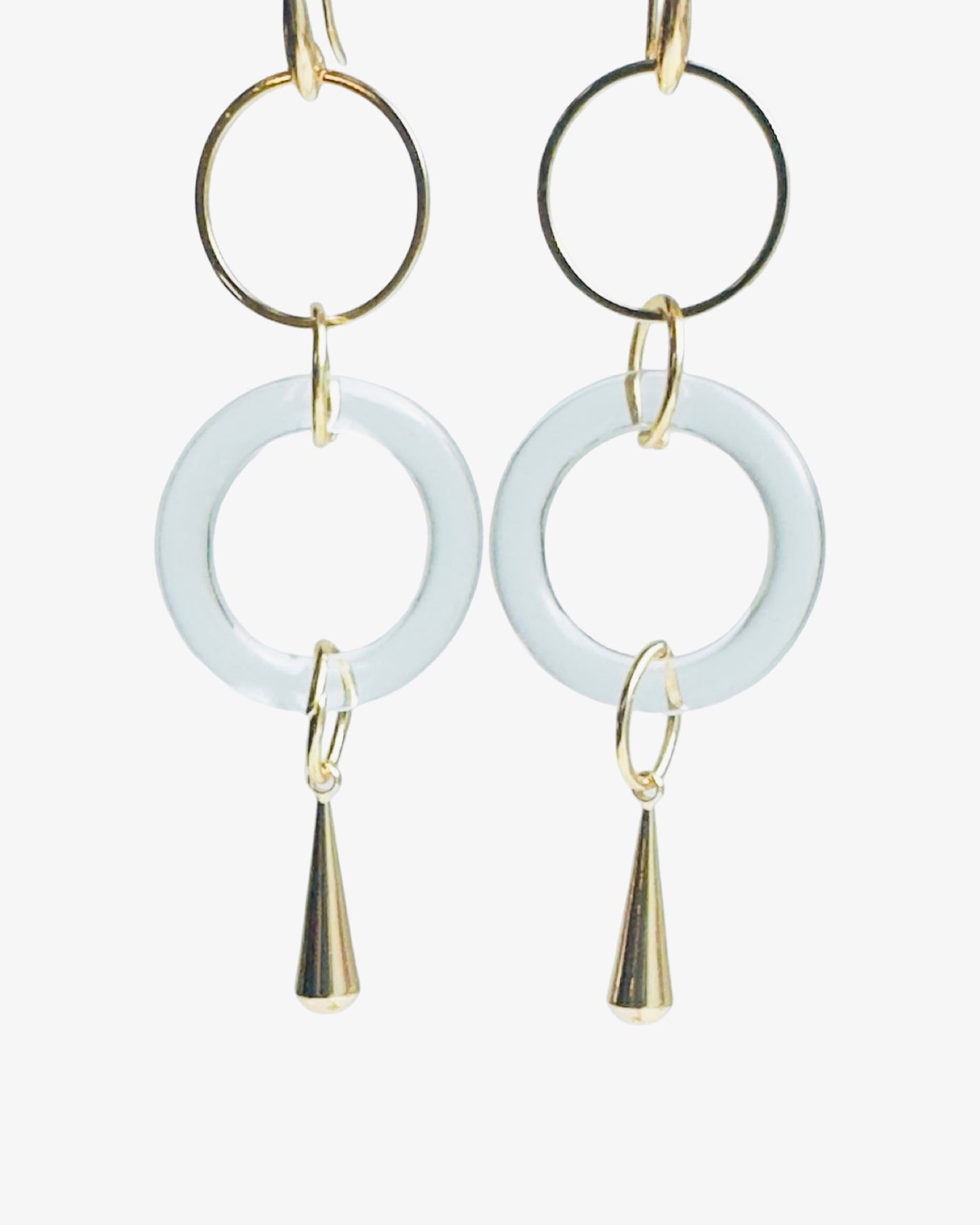 Halston vintage lucite + gold long drop earrings