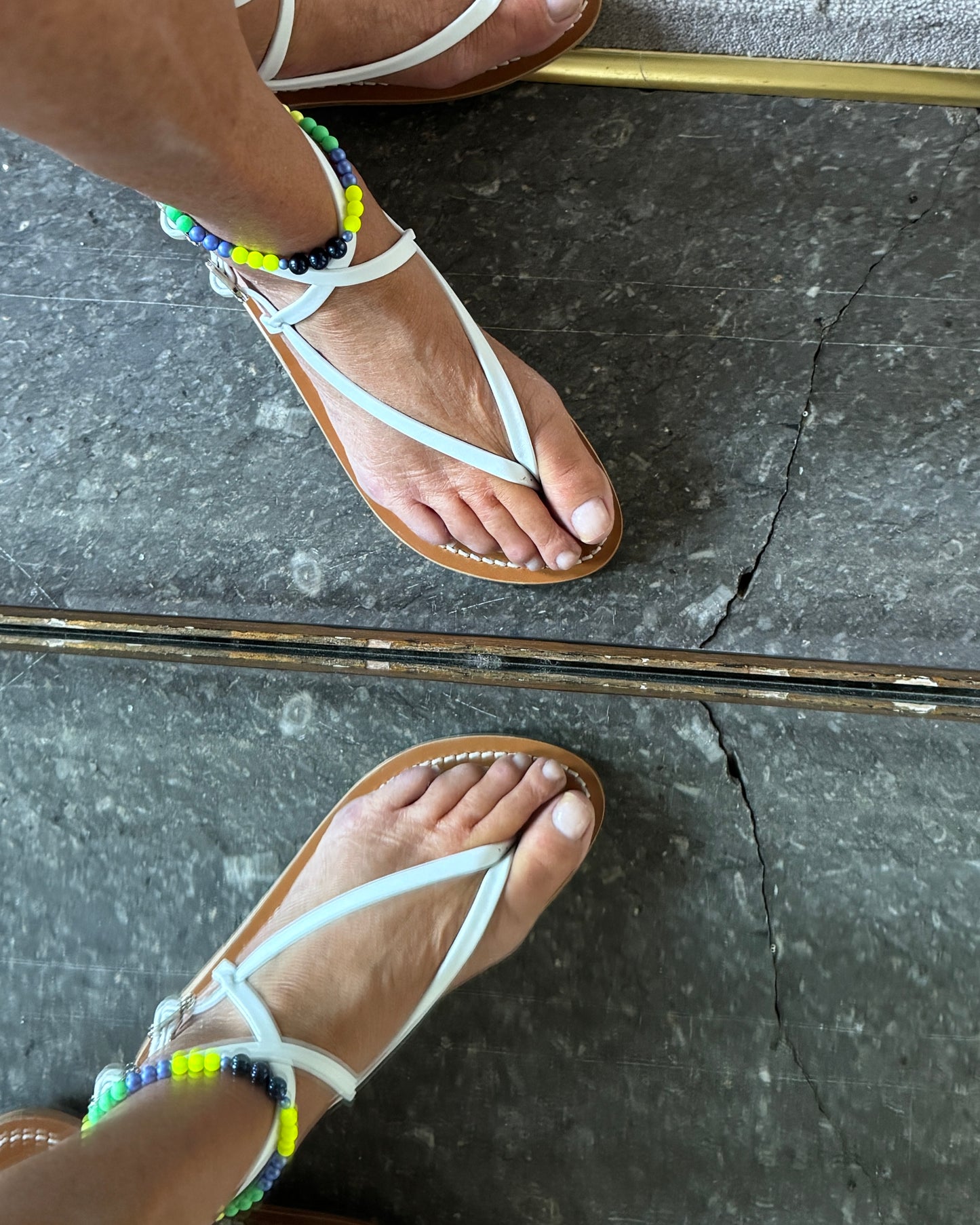 Zaza bloom neon yellow crystal pearl anklet