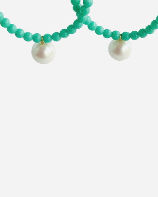 Colour pop pearl + turquoise hoops