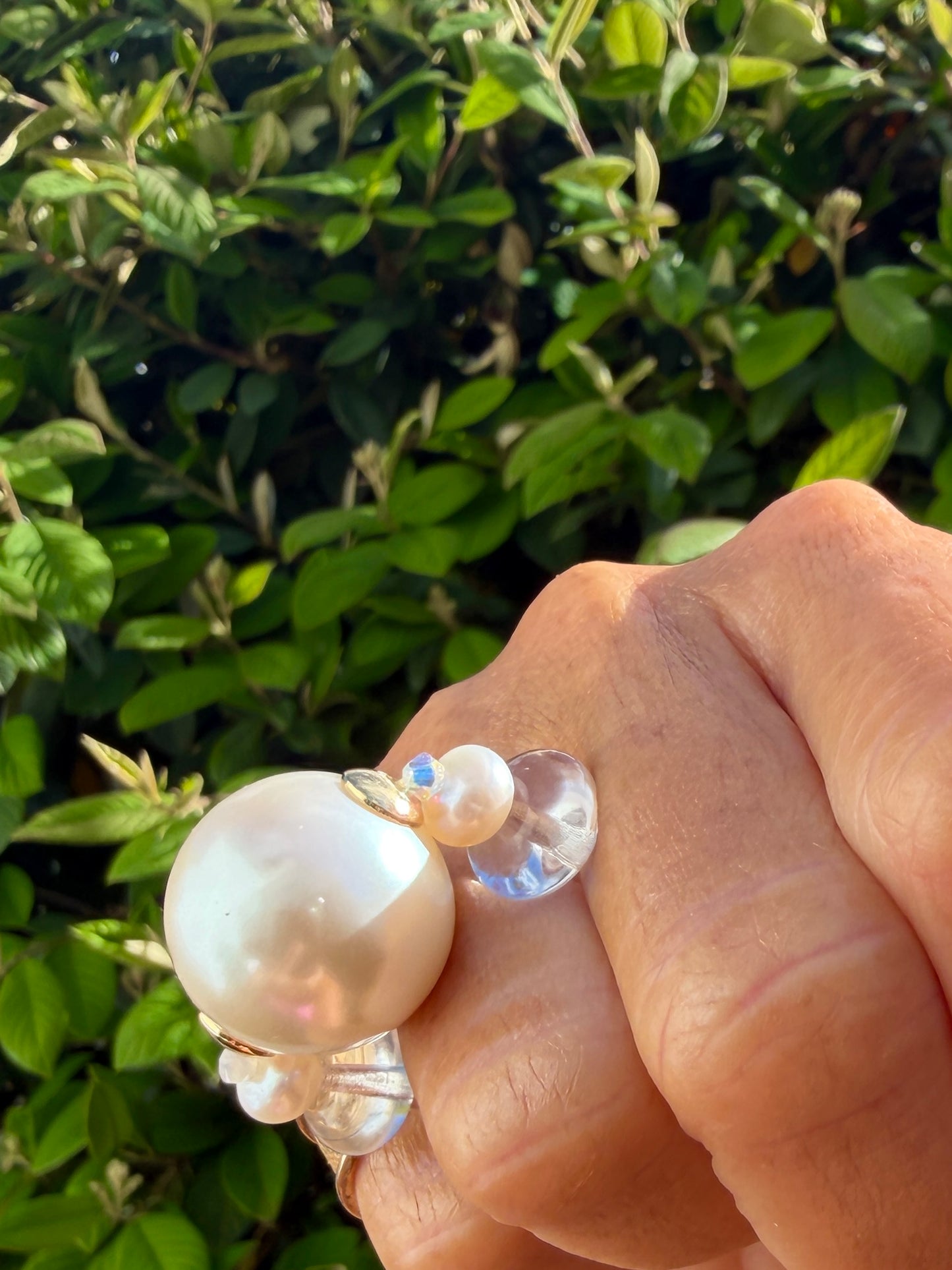 Kyoto Vintage Pearl + Crystal Ring