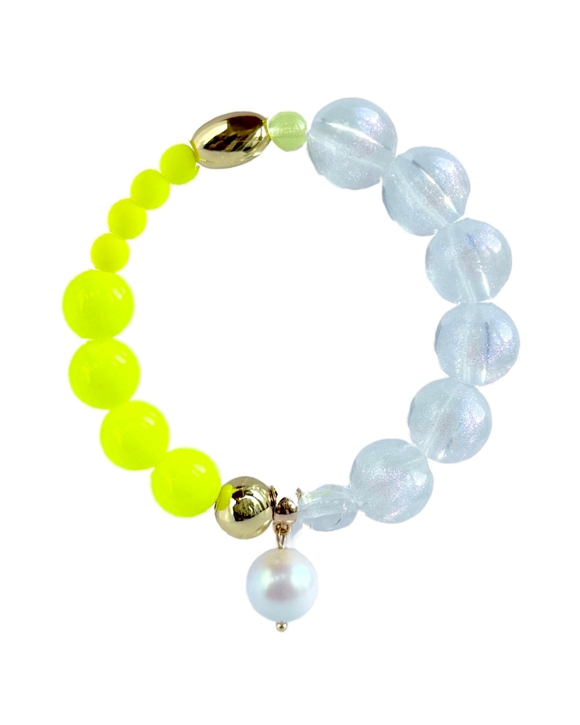 Tweety Pie | Neon Yellow Crystal & Pearl Bracelet