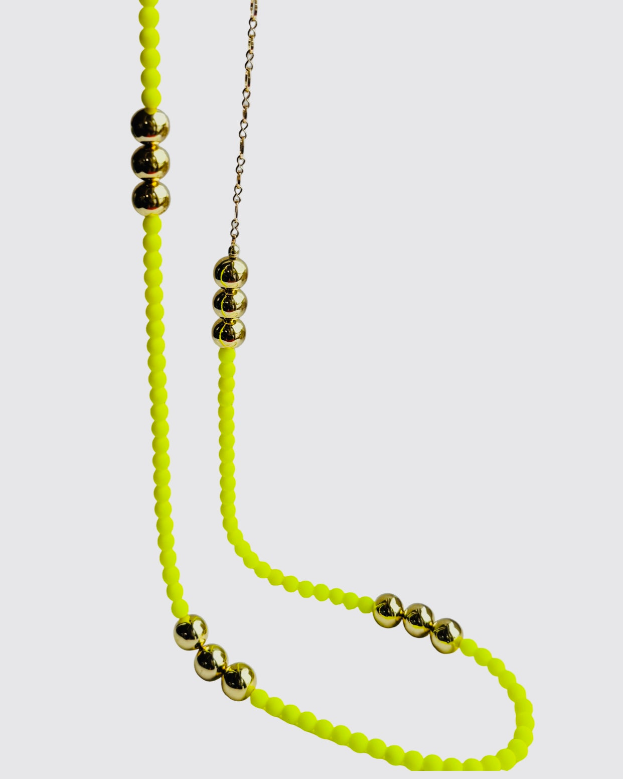 Barberella shocking yellow, gold long wrap multi wear necklace