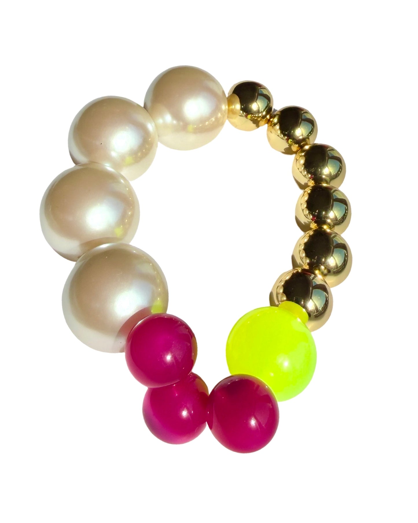 Barbie Bubbalicious Pink Limited Edition Bracelet | Vintage Pearl, Lucite + Gold Beads