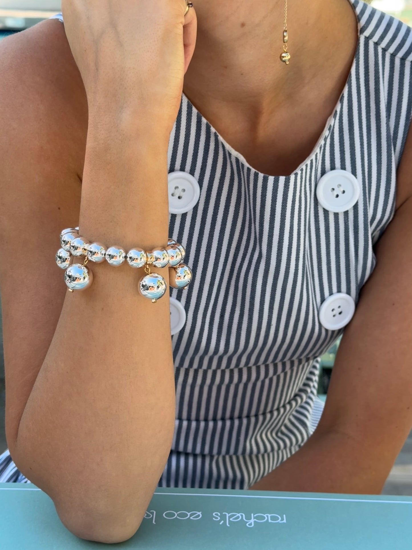 Charmed life silver multi drop charm bracelet