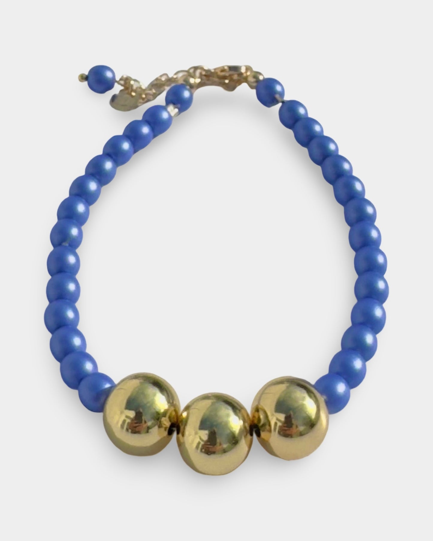 Betty boo bright blue shimmer crystal pearl gold anklet