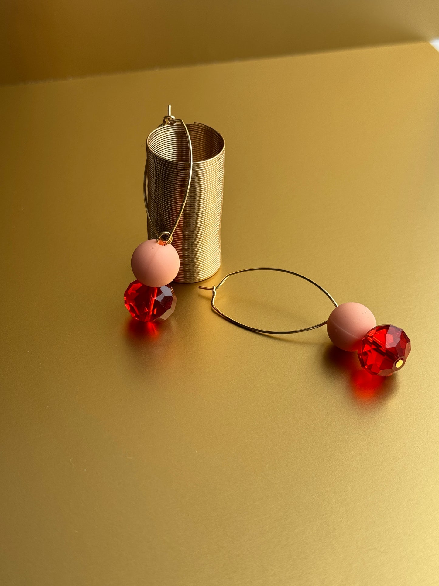 Peachy red marshmallow magic drop earrings