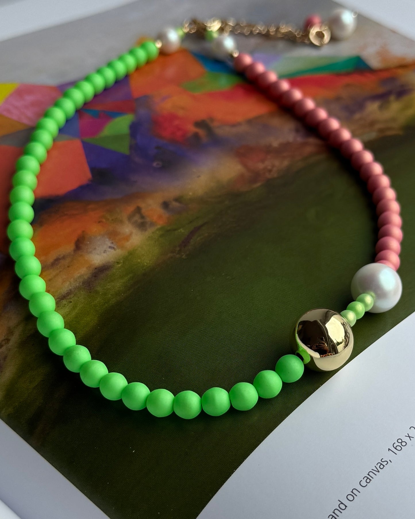 Petallic summer crush crystal pearl gold multi wear necklace