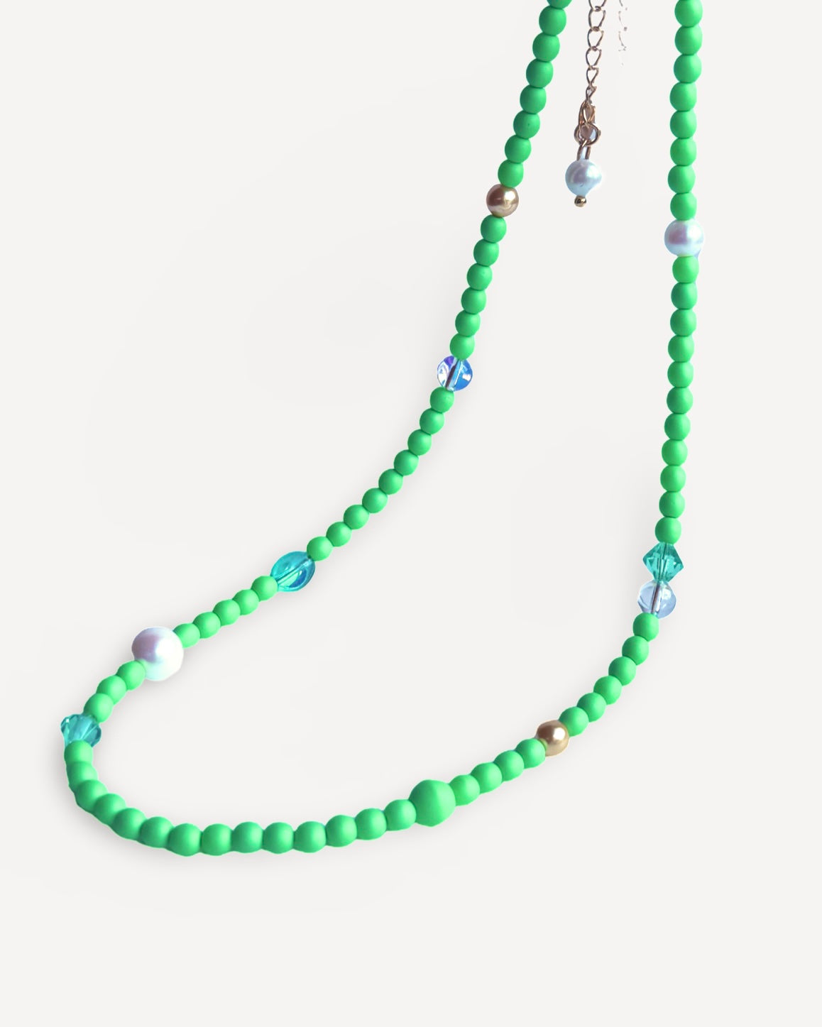 Sherbet drop bright french green crystal pearl chocker