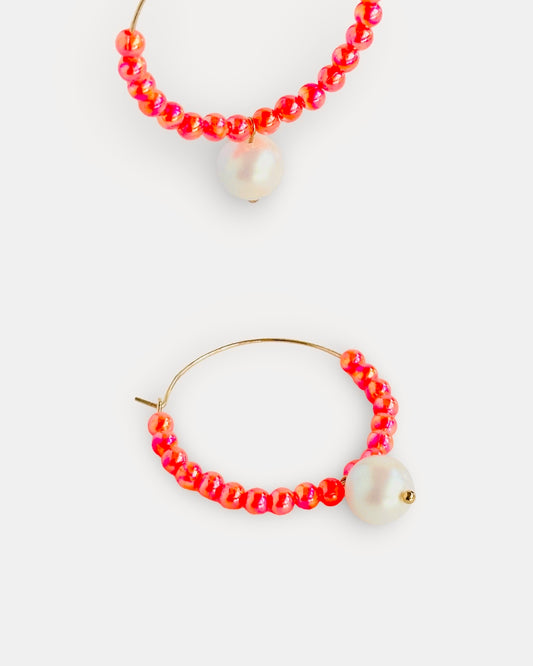 Colour pop neon orange pink + pearl drop hoops