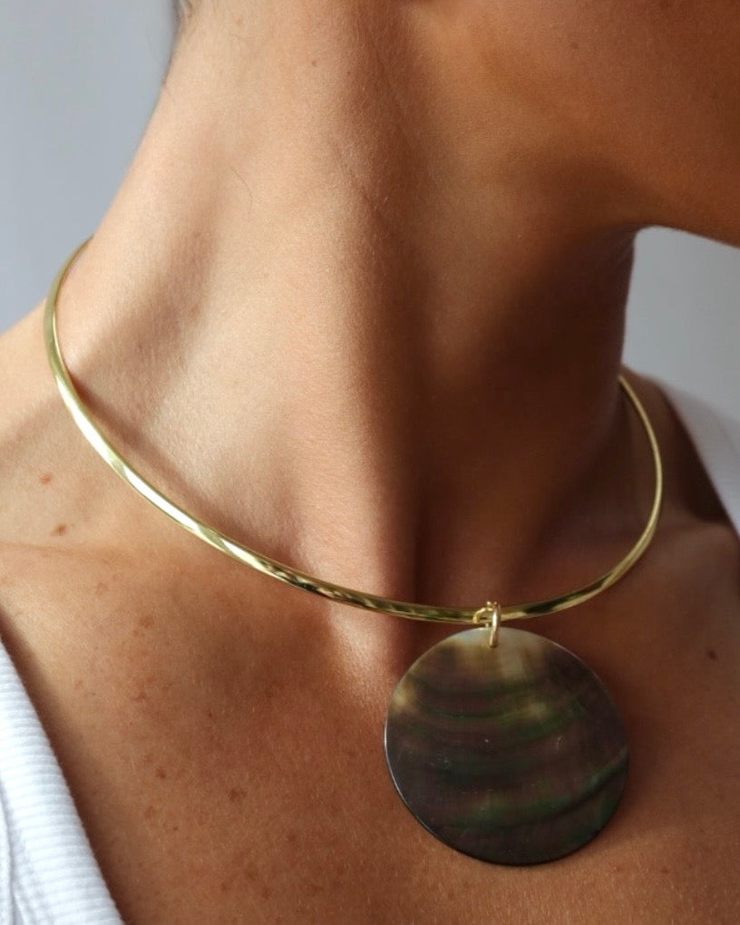 Caitlin Pearl + gold collar